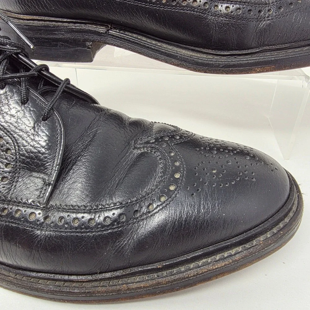 Hanover Wingtip Brogue Oxfords Mens 9 D 70128 Black Leather Dress Shoes USA Made